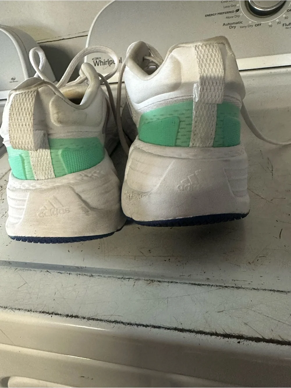 adidas White Running Sneakers with Pink Accents